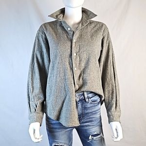 Polo by Ralph Lauren Marlowe 100% Wool Light Grey Herringbone Button Down Shirt